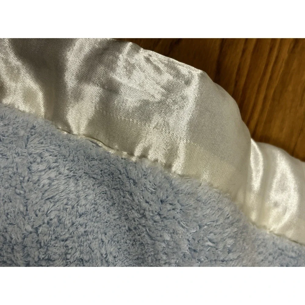 Little Giraffe Chenille Blue Stroller Blanket Satin Trim 28 x 30